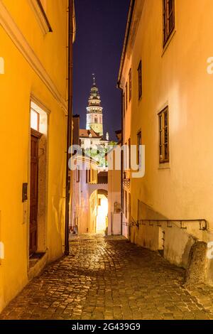 Brücke am Schloss Cesky Krumlov, Tschechische Republik Stockfoto