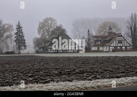 Winter in Ezelheim, Sugenheim, Neustadt an der Aisch, Mittelfranken, Franken, Bayern, Deutschland, Europa Stockfoto