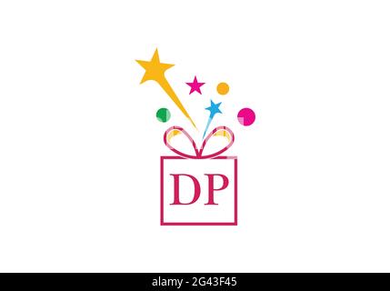 Geschenkbox, Geschenkboutique Buchstabe Alphabet DP-Logo-Symbol in Gold oder goldene Farbe für Luxus-Markendesign für Unternehmen und Unternehmen Stock Vektor
