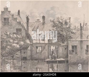 Blick auf die Rückseite der Häuser am Wasser. . Stockfoto