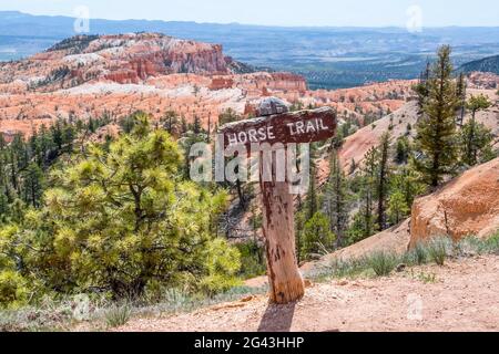 Eine Beschreibungstafel für den Trail im Bryce Canyon NP, Utah Stockfoto