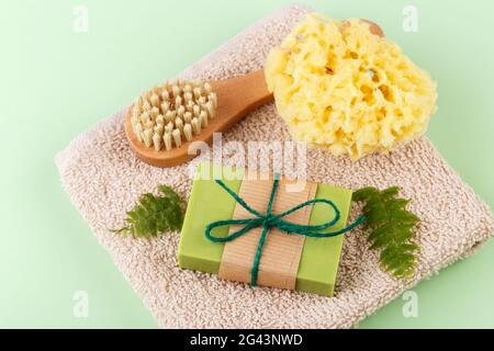 Handgemachte Seife mit Olive Zero Waste Stockfoto
