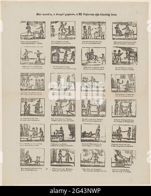 Hier wirst du sein, ô Jugend! Die gegebene/tet-Joch ist ein schlechter Flug. Blatt mit 24 Vorstellungen über das Leben des Quacks und des japanischen Herstellers Tetjeroen. Unter jedem Bild eine zweibeinige frisch. Oben in der Mitte nummeriert: n. 82. Stockfoto
