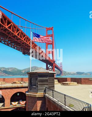 Golden Gate Bridge, Fort Point, San Francisco, Kalifornien, USA Stockfoto