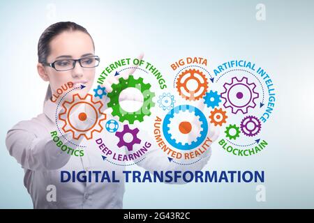 Geschäftsmann im digitalen Transformationskonzept Stockfoto