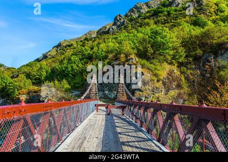 Brücke und Fluss Kawarau Stockfoto