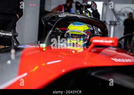 Puebla, Mexiko. Juni 2021. ROWLAND Oliver (gbr), Nissan e.Dams, Nissan IM02, Portrait während des Puebla ePrix 2021, 5. Treffen der Formel-E-Weltmeisterschaft 2020-21, auf dem Autodromo Miguel E. Abed vom 18. Bis 20. Juni in Puebla, Mexiko - Photo Germain Hazard / DPPI Credit: DPPI Media/Alamy Live News Stockfoto