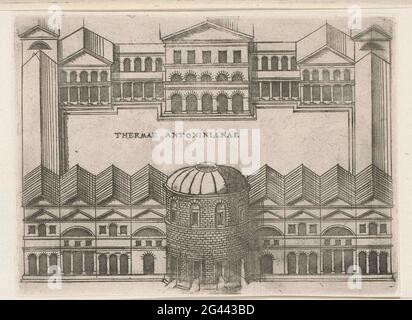 Perlen von Caracalla in Rom; Thermae Antoninianae; Livre des Edifes Antiques Romains; MAGESYN DER ITALIENISCHEN GEBÄUDE. Der Druck ist Teil eines Albums. Stockfoto