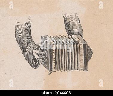 Zwei Hände spielen auf einem Bandoneon. . Stockfoto