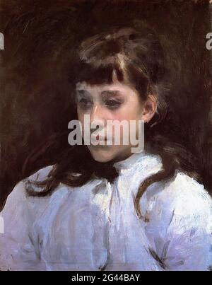 John Singer Sargent - Junges Mädchen In Weißer Muslin-Bluse 1885 Stockfoto