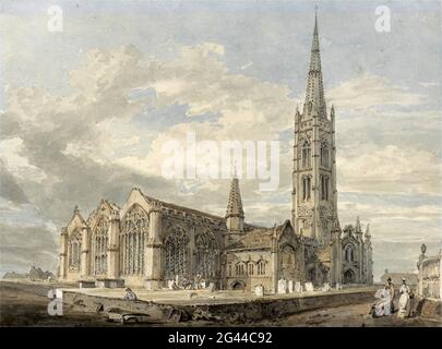 Joseph Mallord William Turner - Nordostansicht der Grantham Church Lincolnshire Stockfoto