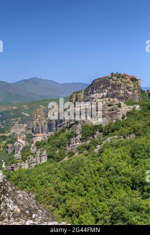 Blick auf die Felsen in Meteora, Griechenland Stockfoto