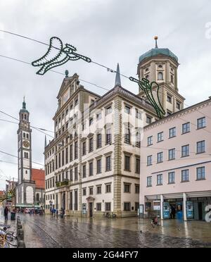 Perlachturm mit Rathaus, Augsburg, Deutschland Stockfoto