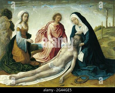 Juan De Flandes - die Klage über den toten Christus Stockfoto