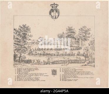 Schlüssel zum Druck: PLOGY TER ERDBEFEHL VON HM, der Königin der Niederlande, am 26. Oktober 1837. Schlüssel im Druck der Trauerprozession von Königin Wilhelmina van Preussen auf dem Weg von Den Haag nach Delft, 26. Oktober 1837. Mit Aussage der Show in den Nummern 1-23. Stockfoto