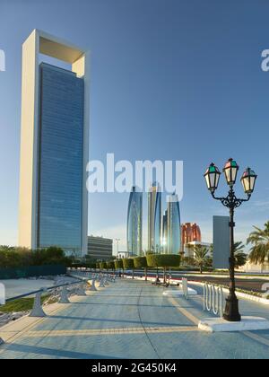 Abu Dhabi National Oil Company (ADNOC) Tower, Etihad Towers, Abu Dhabi, Vereinigte Arabische Emirate Stockfoto