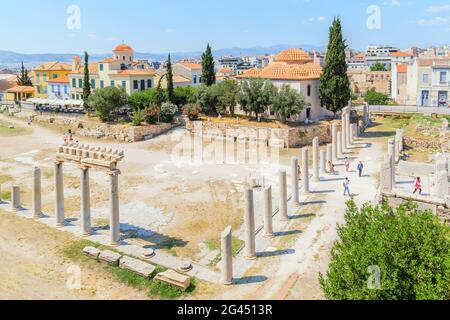 Römische Agora, erhöhte Ansicht, Athen, Griechenland, Europa, Stockfoto