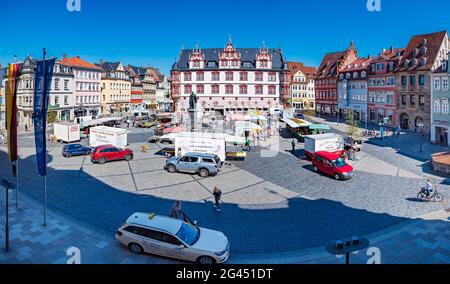 Coburger Marktplatz, Coburg, Oberfranken, Bayern, Deutschland Stockfoto