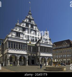 Rathaus im Stil der Weserrenaissance, Paderborn, Nordrhein-Westfalen, Deutschland, Europa Stockfoto