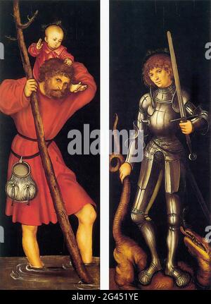 Lucas Cranach der Ältere - St. Christopher St. George C 1514 Stockfoto