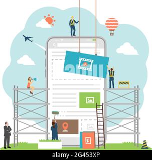 Mobile Web-Entwicklung Konzept Vektor-Illustration Stock Vektor