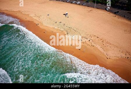 Luftaufnahme des Austinmer Beach an der Südküste von NSW, Australien Stockfoto