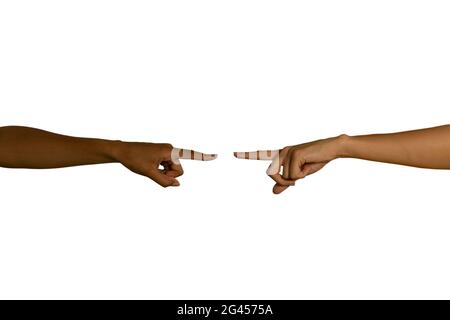 Zwei Arme aufeinander zu erweitern Stockfoto