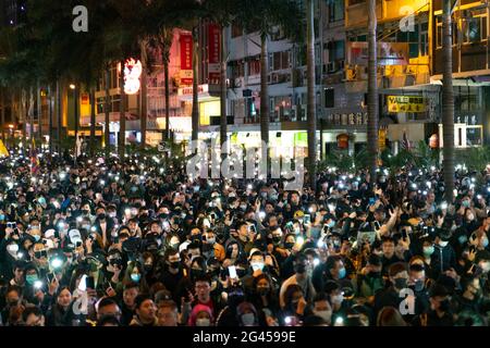 Hongkong-11.08.2019:die Volksversammlung für die Verteidigung ihrer Freiheiten und Rechte Stockfoto