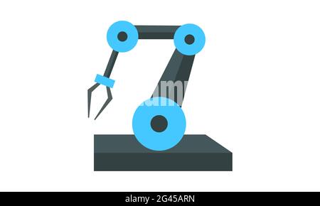 Roboterarm Symbol Vektorzeichen und Symbol isoliert auf weißem Hintergrund, Robotic Arm Logo Konzept Stock Vektor