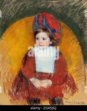 Mary Cassatt (1843-1826) - Margot Dunkelroter Kostüm Sitzstuhl 1902 Stockfoto