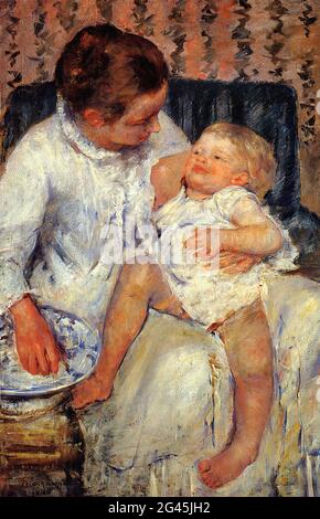 Mary Cassatt (1843-1826) - Mutter Über Die Waschung Schlafliches Kind 1880 Stockfoto