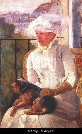 Mary Cassatt (1843-1826) - Susan Balcony Holding Dog C 1883 Stockfoto