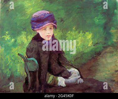 Mary Cassatt (1843-1826) - Susan sitzt im Freien mit purpurem Hut C 1881 Stockfoto