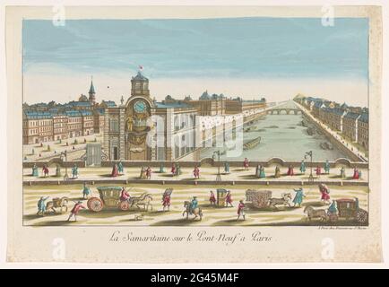 Blick auf die Wasserpumpe der Samaritaine auf der Pont Neuf über die seine in Paris; La Samaritaine sur le Pont-Neuf a Paris. . Stockfoto