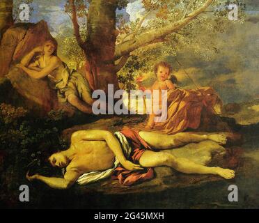 Nicolas Poussin - Echo Narcissus 1627 Stockfoto