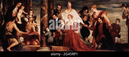 Paolo Caliari alias k.a Veronese - Anbetung Jungfrau Coccina Familie 1571 Stockfoto