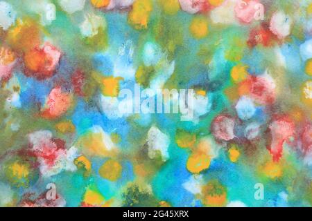 Mehrfarbige Acryl-Textur, handgezeichnete Illustration, natürlicher Grunge-Hintergrund, abstrakte Kunst Stockfoto