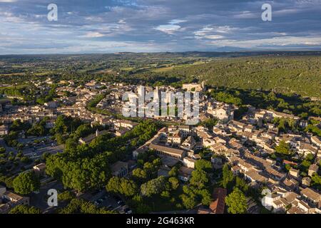 Luftaufnahme der historischen Stadt Uzes, Frankreich Stockfoto