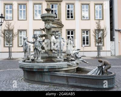 Bürgerbrunnen am Rathaus spuare, Lippstadt, Westfalen, Deutschland Stockfoto