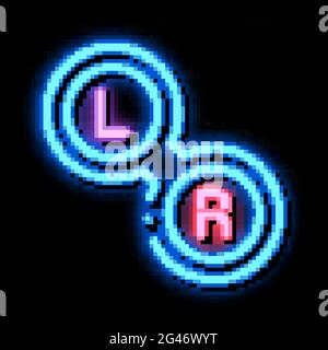 Markante Form linke und rechte Linse Neonlicht Symbol Illustration Stock Vektor