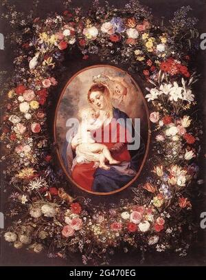 Peter Paul Rubens - Virgin Child Girlande Flowers 1621 Stockfoto