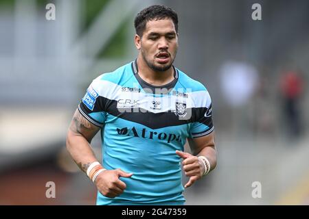 Leigh, Großbritannien. Juni 2021. Bureta Faraimo (2) von Hull FC während des Spiels in Leigh, Vereinigtes Königreich am 6/19/2021. (Foto von Craig Thomas/News Images/Sipa USA) Quelle: SIPA USA/Alamy Live News Stockfoto