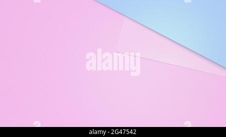 Saubere Blätter mit rosafarbenen und türkisfarbenen überlappenden Papieren. Einfacher und minimaler abstrakter Hintergrund in 4k-Auflösung. Speicherplatz kopieren. Stockfoto