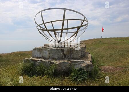 Denkmal für die Arbeiter an der Radarstation in St. Aldhem's Head, Isle of Purbeck, Dorset, England, Großbritannien Stockfoto