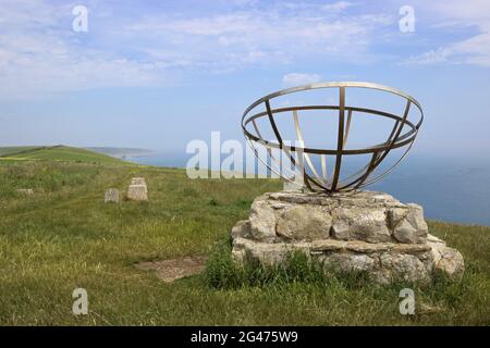 Denkmal für die Arbeiter an der Radarstation in St. Aldhem's Head, Isle of Purbeck, Dorset, England, Großbritannien Stockfoto