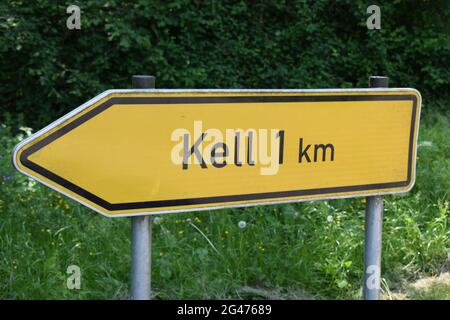 Verkehrsschild in der Eifel Stockfoto