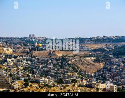 Panoramablick auf die Altstadt von Jerusalem, Israel. Juni 2014 Stockfoto