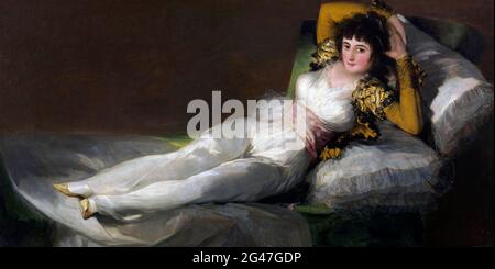 Goya. Gemälde mit dem Titel La Maja Vestida (die bekleidete Maja) von Francisco José de Goya y Lucientes (1746-1828), Öl auf Leinwand, c. 1800-1807 Stockfoto