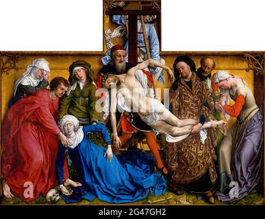 Die Kreuzabnahme von Rogier van der Weyden (ca. 1399-1464), Öl auf Tafel, c. 1435 Stockfoto