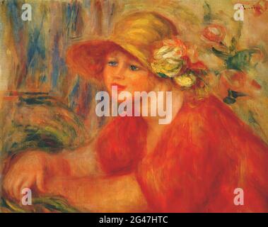 Pierre-Auguste Renoir - Frauenhut mit Blumen 1917 Stockfoto